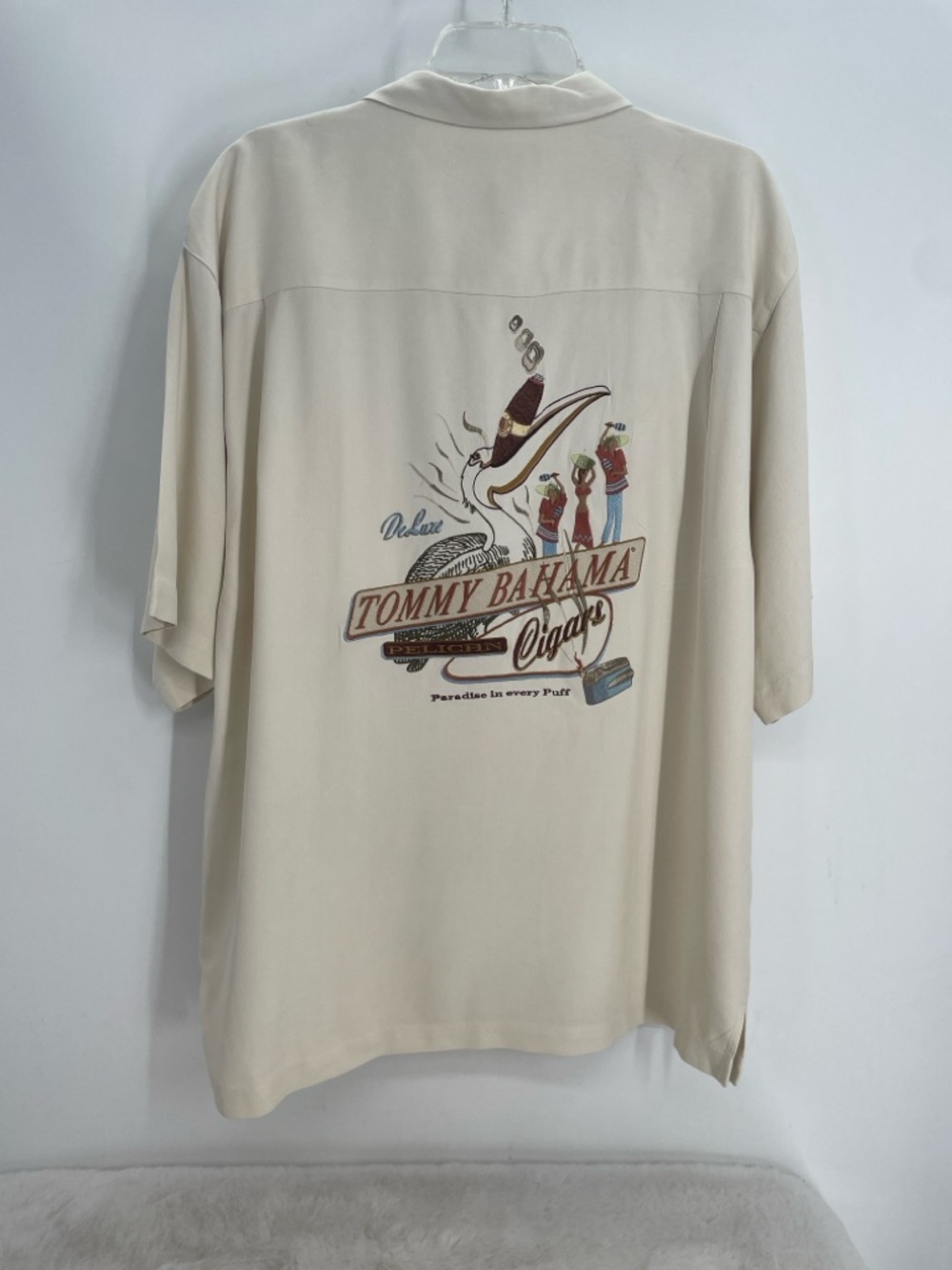 Tommy Bahama Men’s 100% Silk Camp Shirt Pelican Cigar Collectors Shirt  Size XL